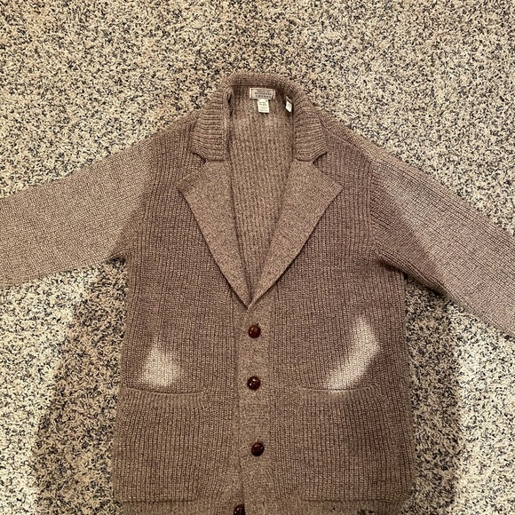Vintage Bergdorf Goodman beige shawl neck sweater